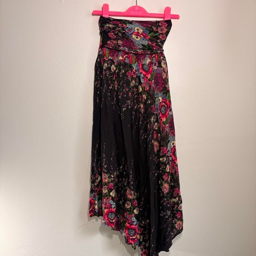 Bangkok Fan Size S Maxi Floral Tie Back Skirt Flowy Multicolor
